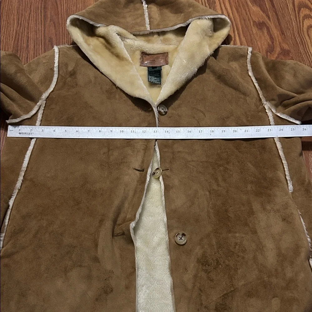 Ralph Lauren Brown Leather Label Vintage Faux Suede and Fur Lined Y2K Long Coat - Picture 4 of 6